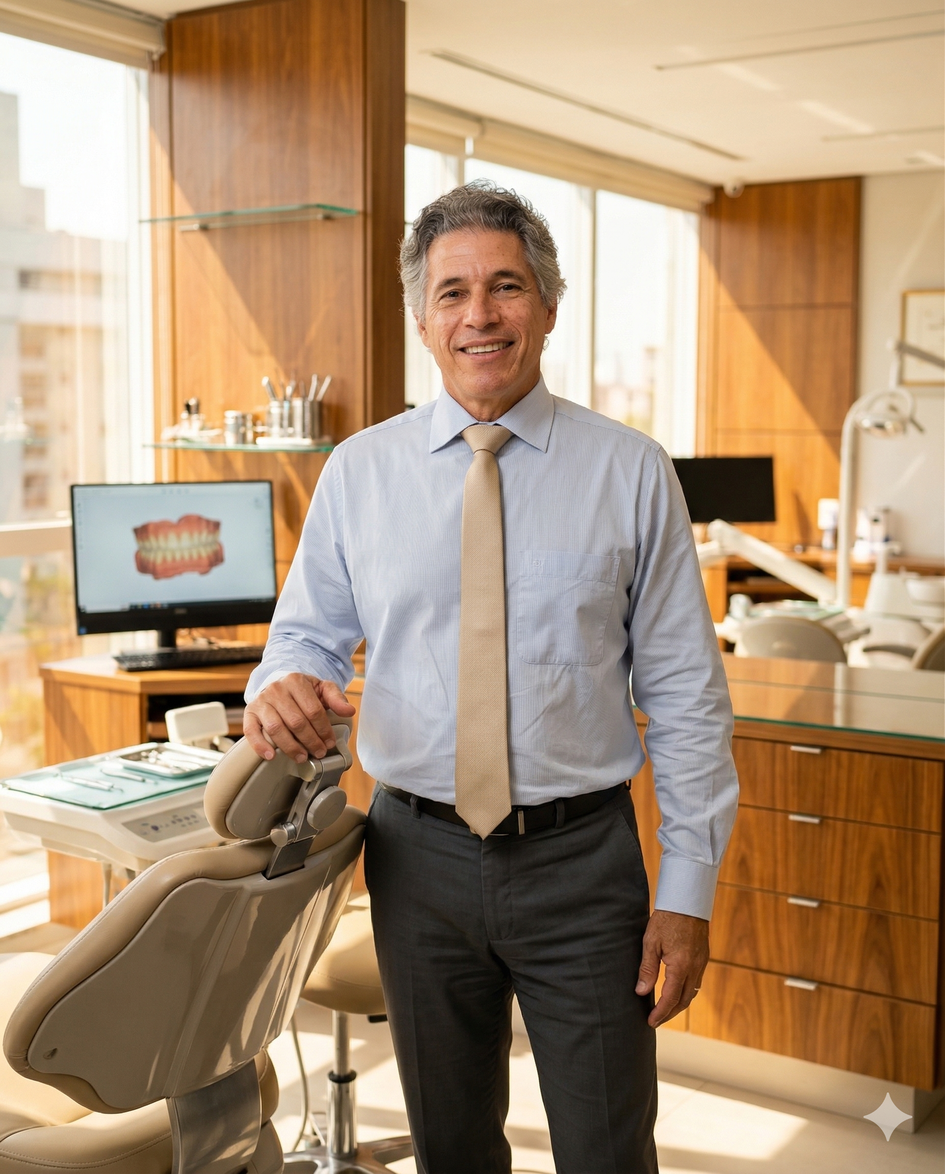 Dr. Walter Solter em seu consultório odontológico